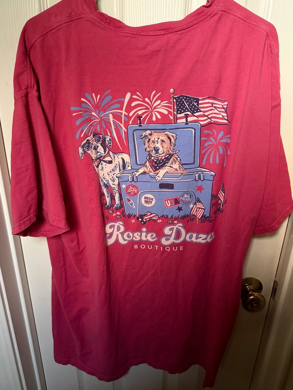 Rosie Daze Boutique Patriotic 4th of July Dogs Short Sleeve T-Shirt